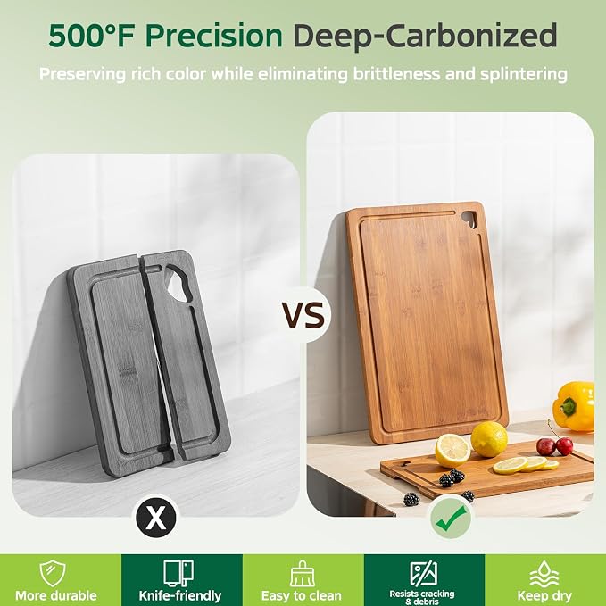 Bamboo Cutting Boards for Kitchen, Wood Cutting Board - Image 4