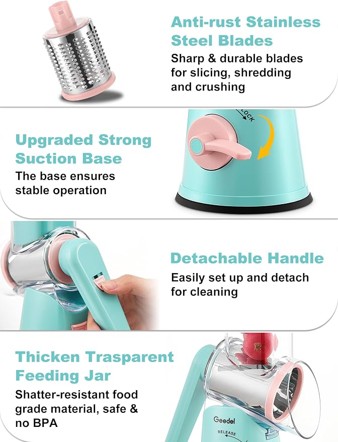 Geedel Rotary Cheese Grater Cheese Shredder - Image 6