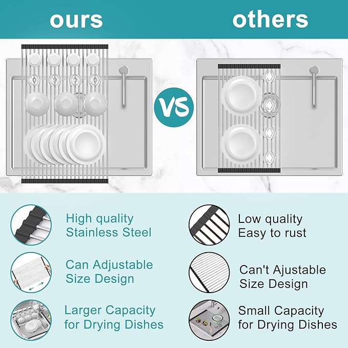 BBXTYLY Extra Large Expandable Roll Up Dish Drying Rack, Over The Sink Drying - Image 4