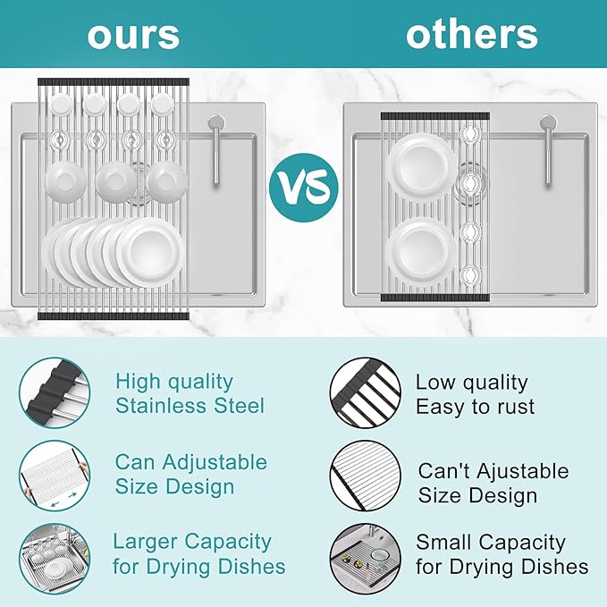 Extra Large Expandable Roll Up Dish Drying Rack, Over The Sink Drying Rack Sink - Image 5