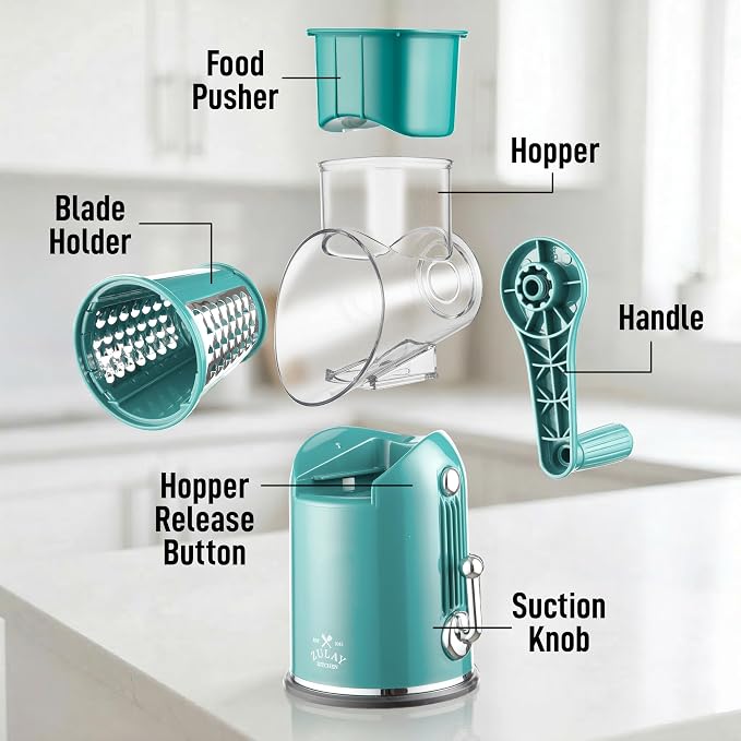 Zulay Kitchen Rotary Cheese Grater 5 Blade Cheese Shredder - Image 9
