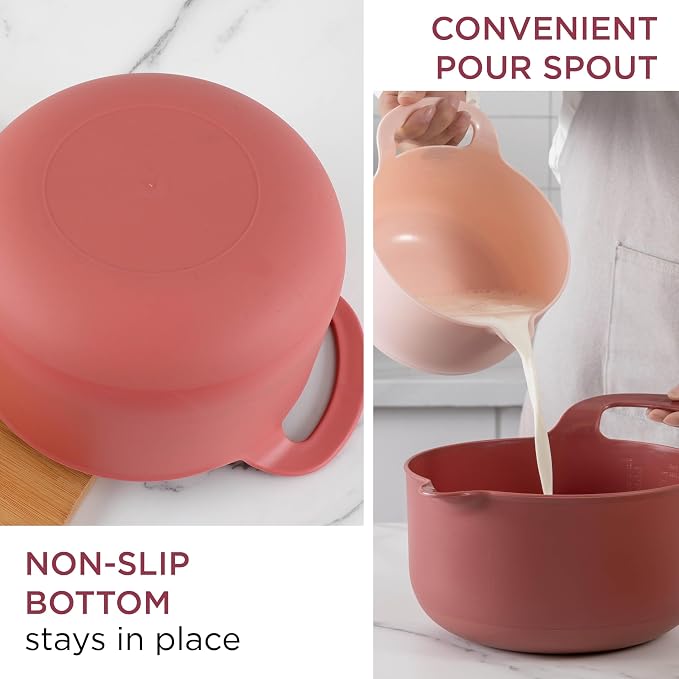 COOK WITH COLOR Nesting Plastic Mixing Bowl Set with Pour Spouts and Handles - Image 2