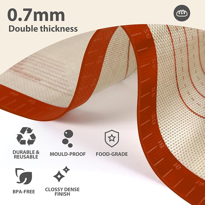 Pastry Mat, 0.7mm Extra Thick 26 x 16 Inches Large Non Stick Silicone Baking Pad - Image 4
