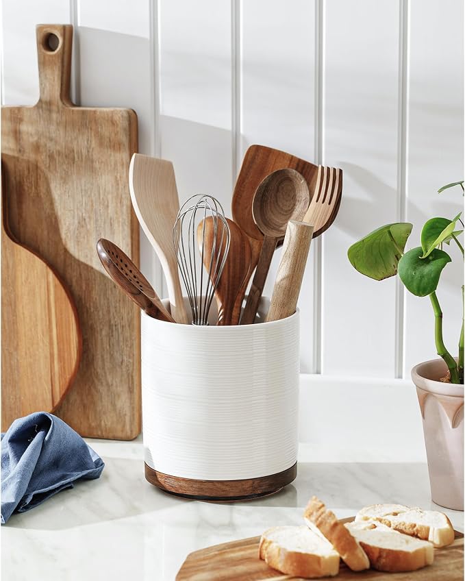 Utensil Holder, 360° Rotating Extra Large Ceramic Kitchen Utensil Holder - Image 2