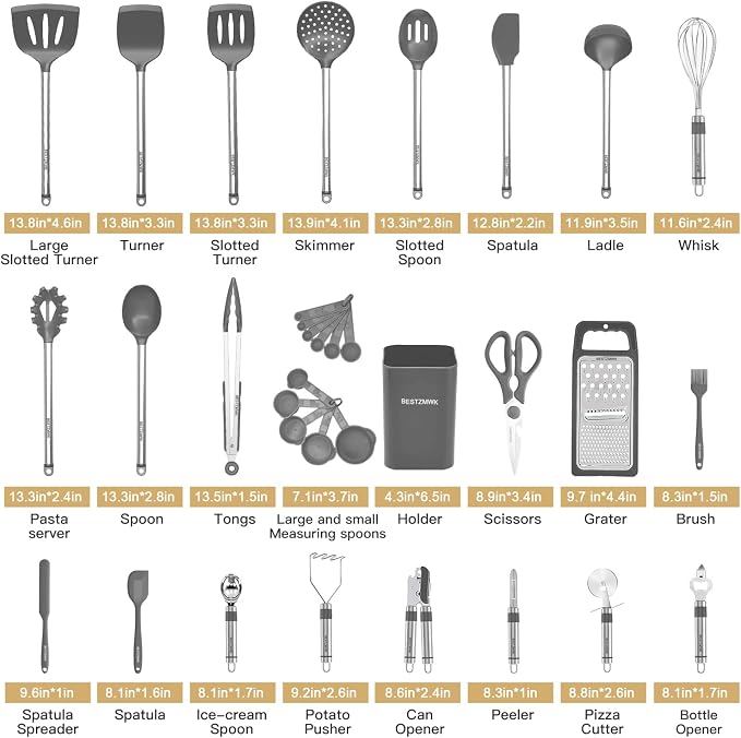 Kitchen Utensil Set-Silicone Cooking Utensils-33 Kitchen Gadgets & Spoons - Image 2