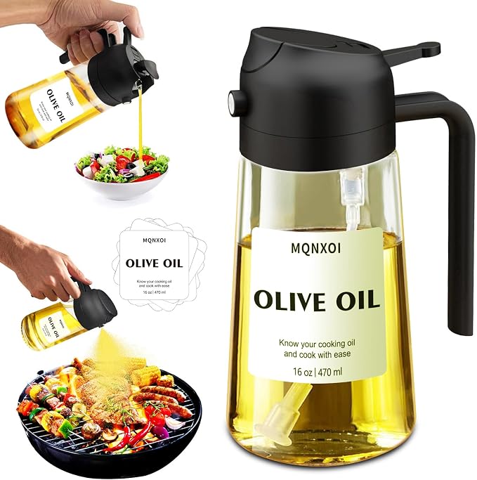 2 in 1 Glass Oil Sprayer & Dispenser, 16oz/470ml Olive Cooking, Air Fryer by Unknown