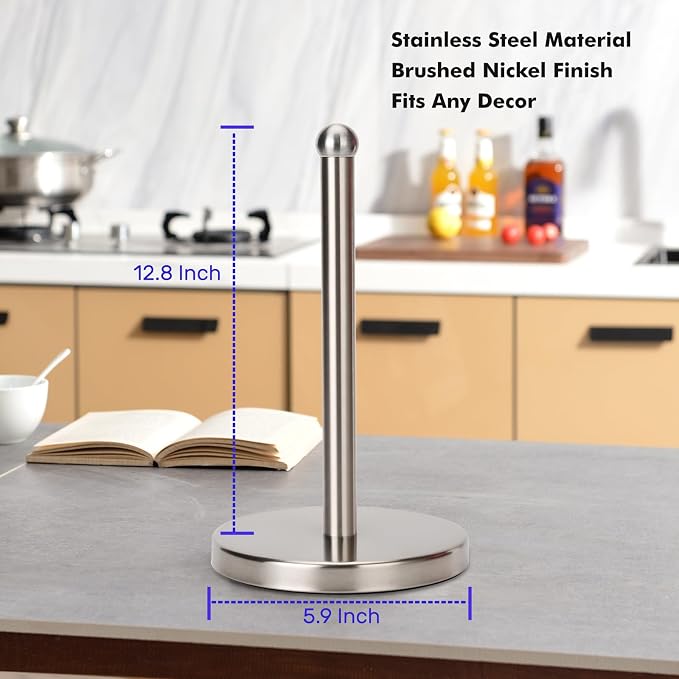 Paper Towel Holder Stand with Sturdy Base Fits Standard and Jumbo Sized Paper - Image 6