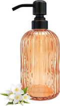 16 OZ Orange Glass Soap Dispenser, Kitchen Hand Soap Dispenser by LEETCPHOME
