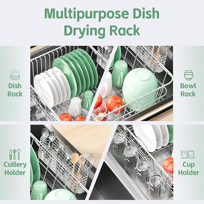 Fanbsy Dish Drying Rack in Sink, Extendable Stainless Steel Dish Drainers - Image 4