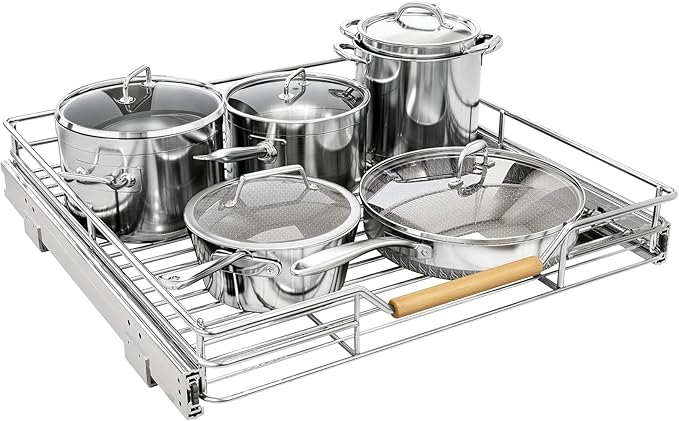 Pull out Cabinet Organizer, Heavy Duty Smooth Sliding Under Cabinet Shelves by Kitstorack