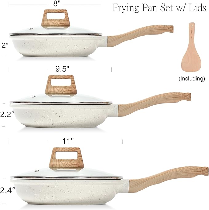 ESLITE LIFE Nonstick Ceramic Frying Pans Skillets Set - Image 2