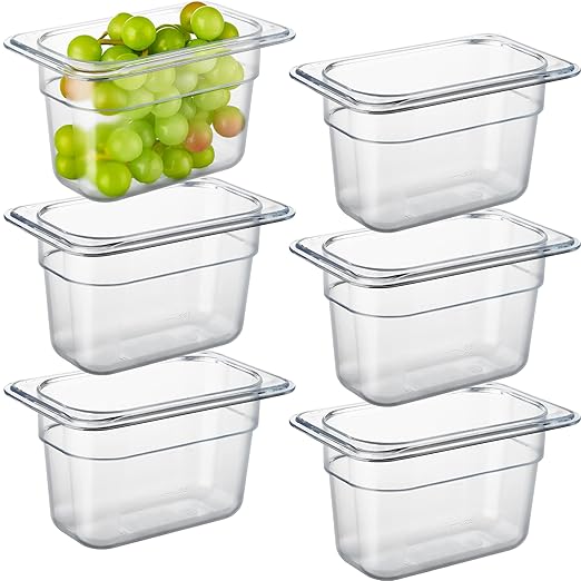 CURTA 6-Pack 1/9 Size 4" Deep NSF Polycarbonate Food Pans | Dishwasher & by CURTA