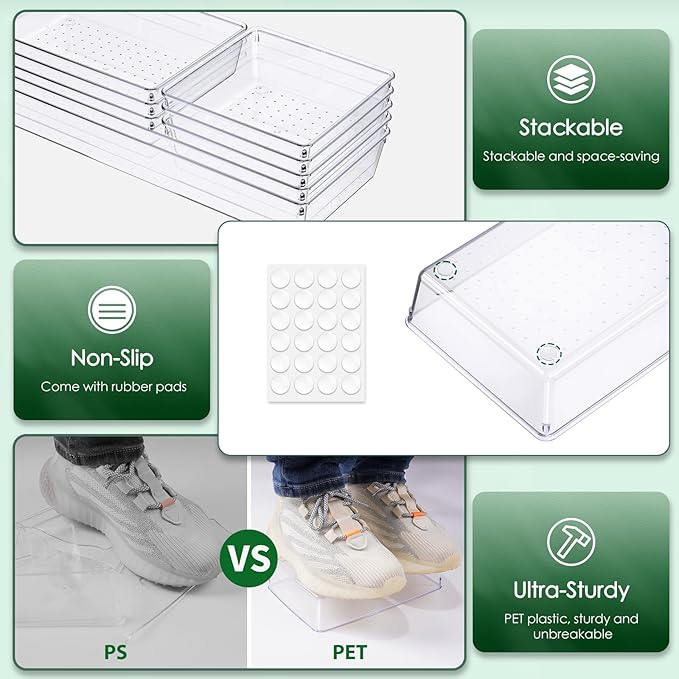 Criusia Drawer Organizer Set, Acrylic Non Slip Non Cracking Kitchen Drawer - Image 2