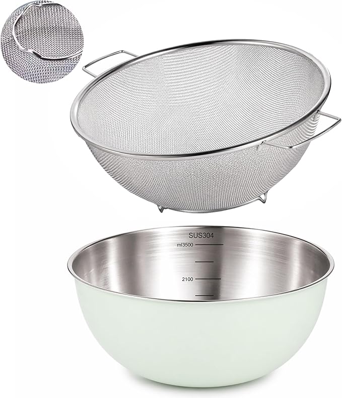 304 Stainless Steel Kitchen Colander Set, 3.5QT Colander by JULIPRO