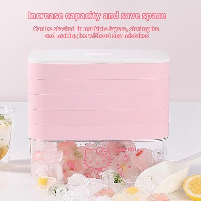 Ice Tray with Lid and Bin and Ice Scoop, Cartoon Silicone Ice Molds, 24 Holes - Image 6