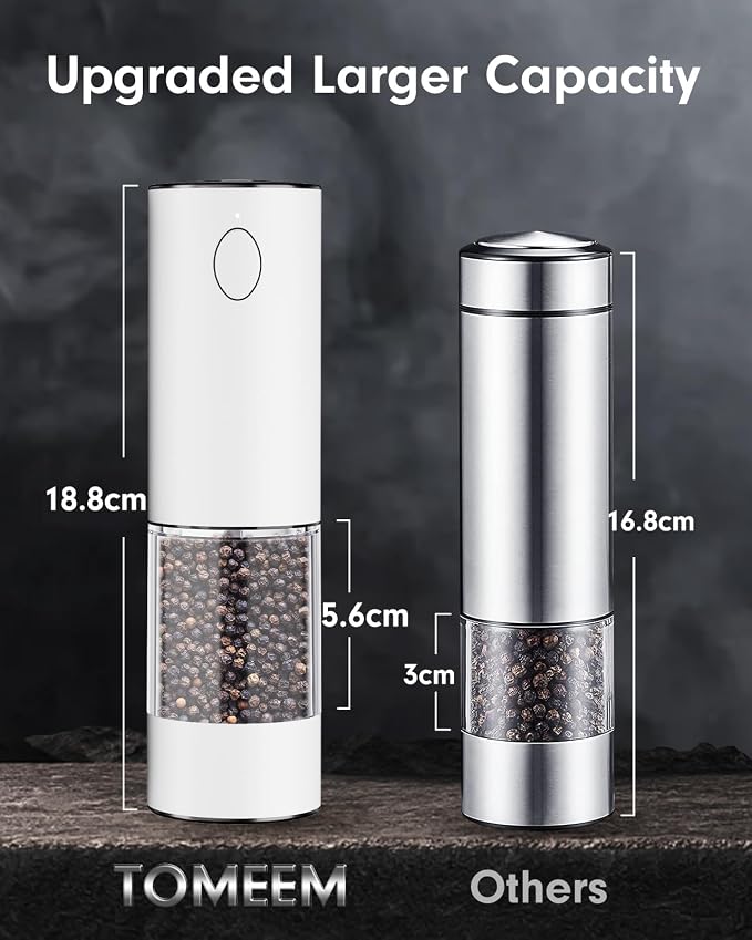 TOMEEM Upgraded Larger Capacity Electric Salt and Pepper Grinder Set - Image 6