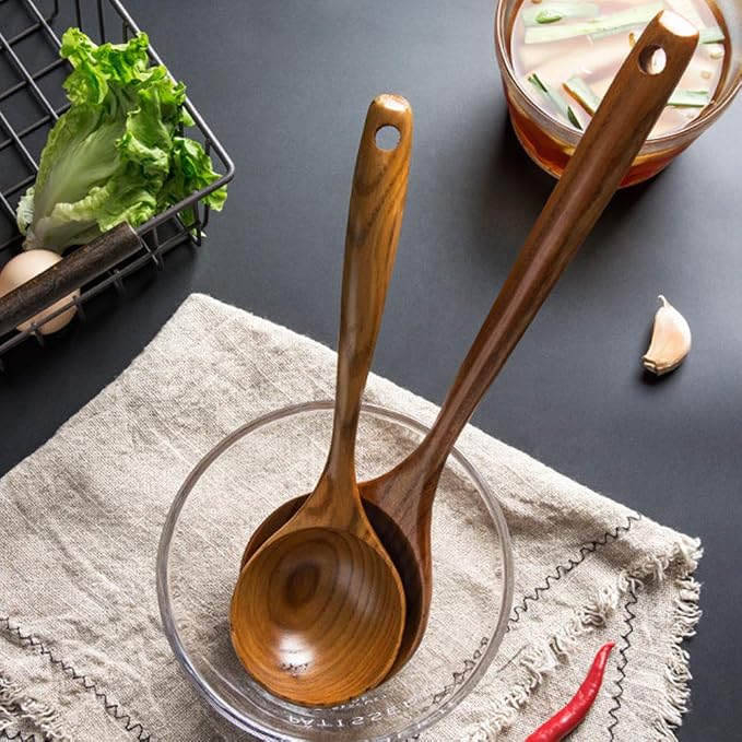 2 Pcs Wooden Spoon Ladle for Cooking Spoons Best Non Toxic Kitchen Tools -14 - Image 4