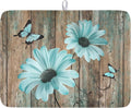 Teal Sunflowers Drying Mat 24x18 Inch, Summer Wooden Board Drying Mat by Trongr