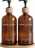 Amber Glass Soap and Lotion Dispenser Set by BrighterBarns
