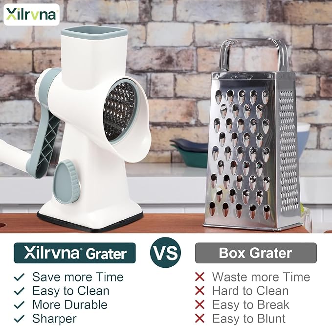 Rotary Cheese Grater with Handle Kitchen Shredder Slicer Grater Slicer Ice - Image 2
