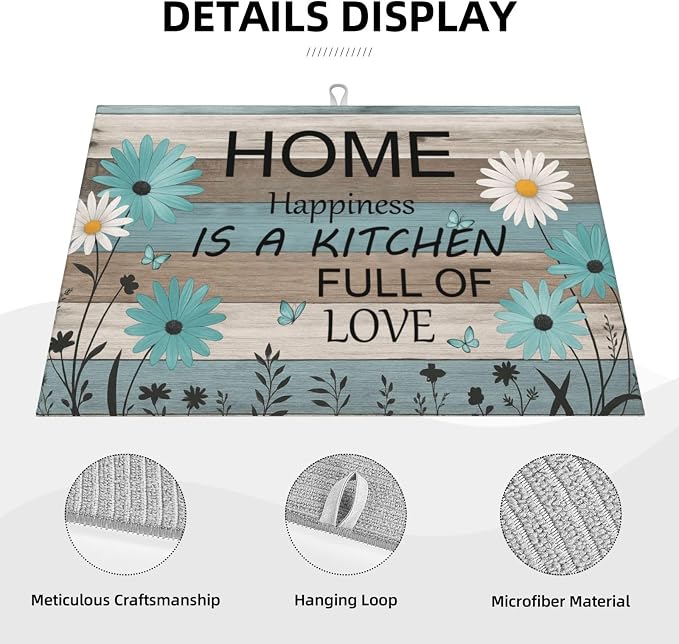 Rustic Wood Dish Drying Mats for Kitchen Counter, Large 18"x24" Dish Mats for - Image 4