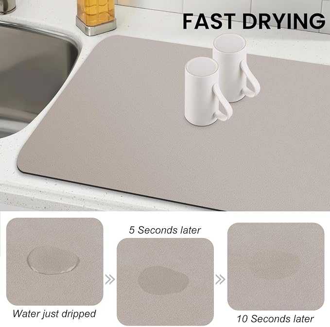 WISELIFE Dish Drying Mat Super Absorbent Drying Mat Large Dish Drying Mats - Image 4
