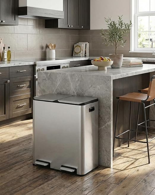 ComfyCorner 16 Gal Dual Trash Can, Stainless Steel Kitchen Garbage Bin - Image 10
