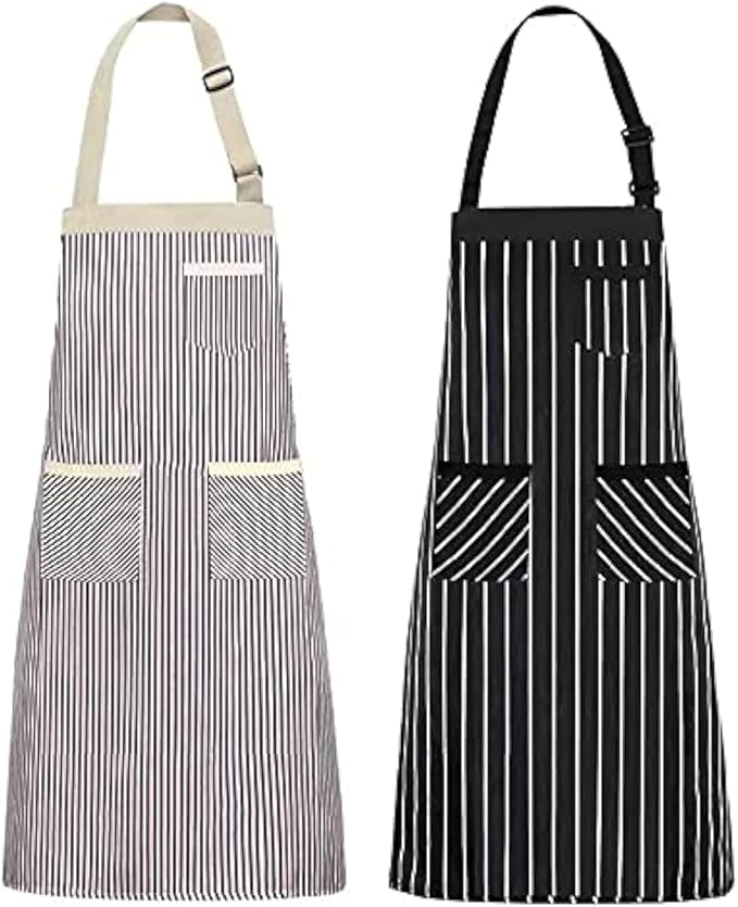 NLUS 2 Pack Kitchen Cooking Aprons, Adjustable Bib Soft Chef Apron by NLUS