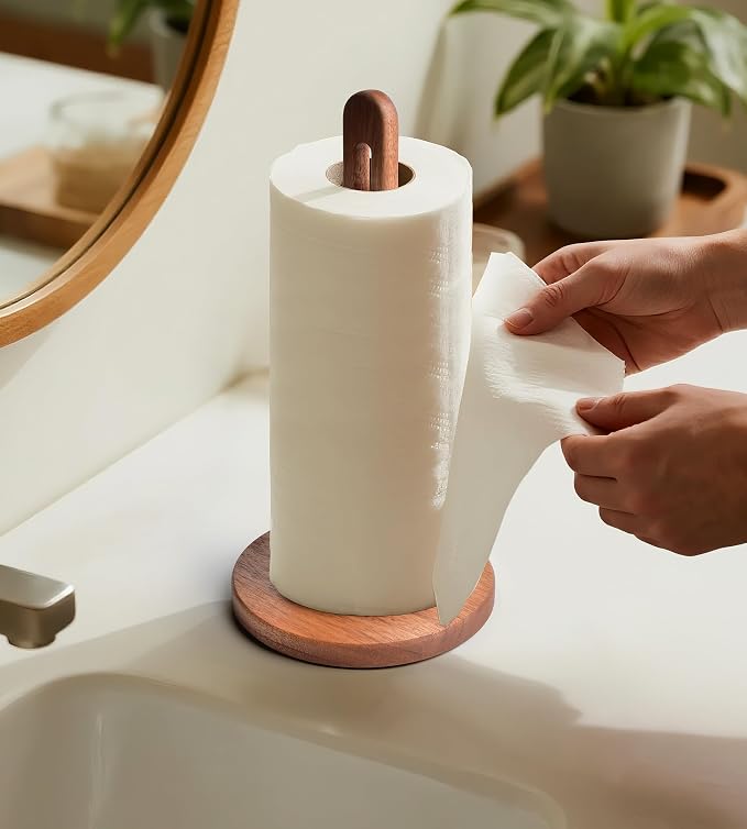 KitchLife Acacia Wooden Paper Towel Holder Countertop, 6.5" Jumbo Base - Image 7