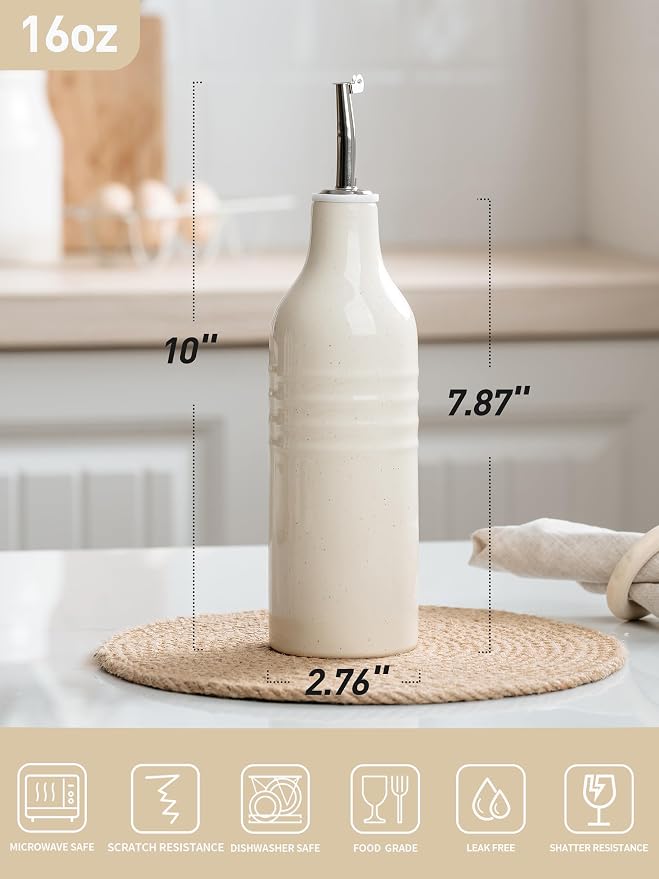 famiware Jupiter 16oz Ceramic Olive Oil Dispenser Bottle, 1 Piece Oil Dispenser - Image 4