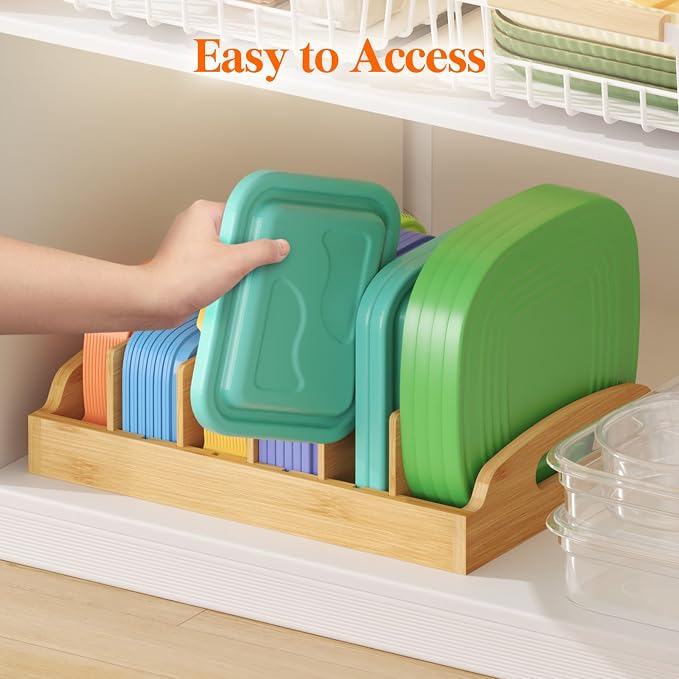 Lifewit Bamboo Lid Organizers for Inside Cabinet, Food Storage Container Lid - Image 9