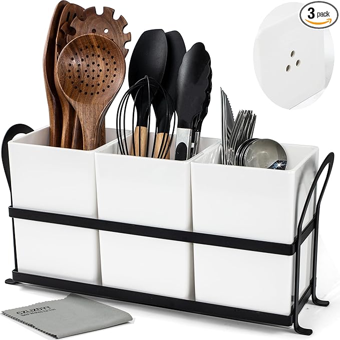 Czlizdyt Large Kitchen Utensil Holder, Drainage Utensil Caddy by CZLIADYT