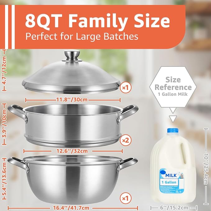 LOLYKITCH 8-Quart/ 30CM Stainless Steel Steamer Pot - Image 5
