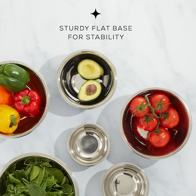JoyJolt Stainless Steel Mixing Bowl Set of 6-5qt to 0.5qt Nesting Bowls - Image 6