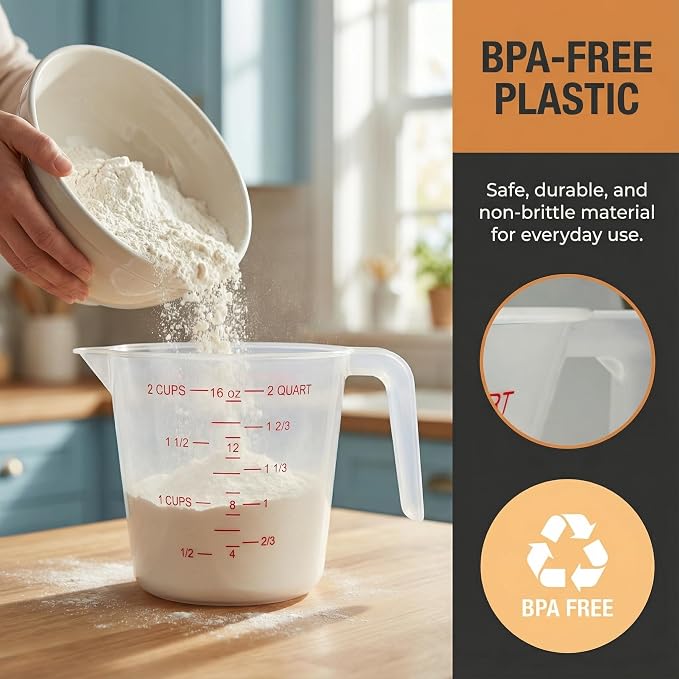 16 Pcs 2 Cup Capacity Plastic Measuring Cup, 16 Oz/500 ml Clear Graduated - Image 6
