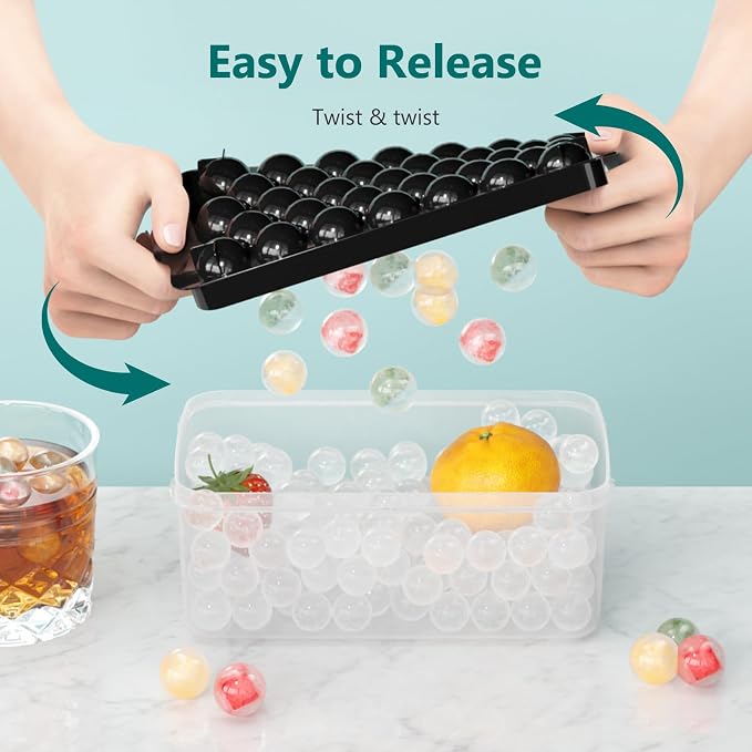Optish Ice Cube Tray with Lid and Bin, 3 Pack Ice Trays - Image 3