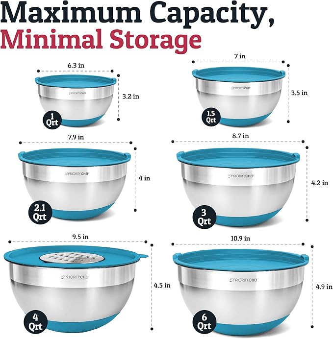 Priority Chef 6Pc Large Mixing Bowls - Image 2