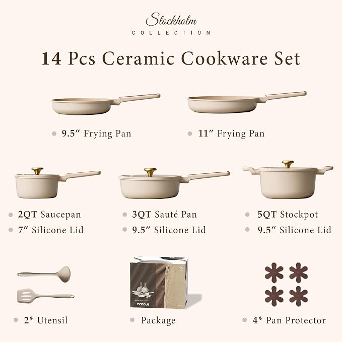 CAROTE Ceramic Cookware Set Nonstick, Non-Toxic & PFAS-Free, Dishwasher - Image 2
