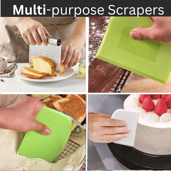 BOORIKA Dough Scraper & Bench Scraper Kitchen – Stainless Steel Sourdough Tools - Image 5