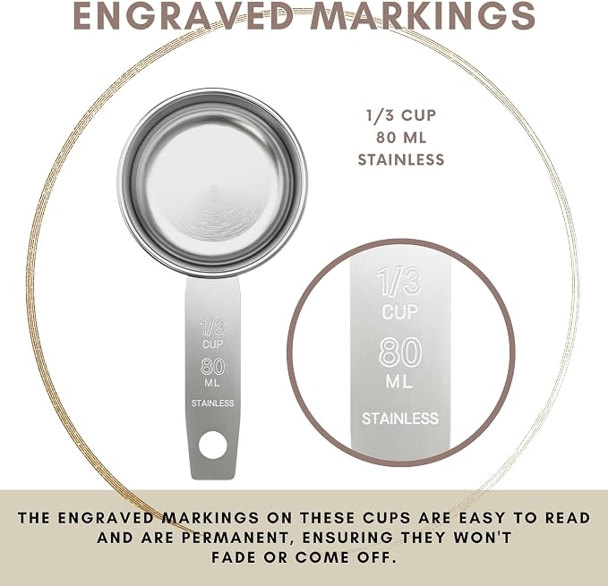 1/3 Cup Stainless Steel Measuring Cup | Sturdy Metal 80 ml | 80 cc | 3 oz | - Image 5
