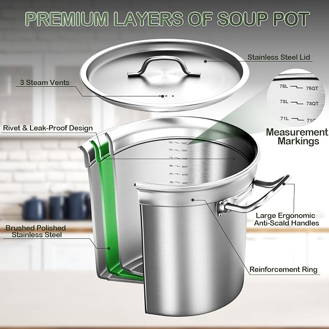 Large Stock Pot -75QT Stainless Steel Stockpot - Image 5