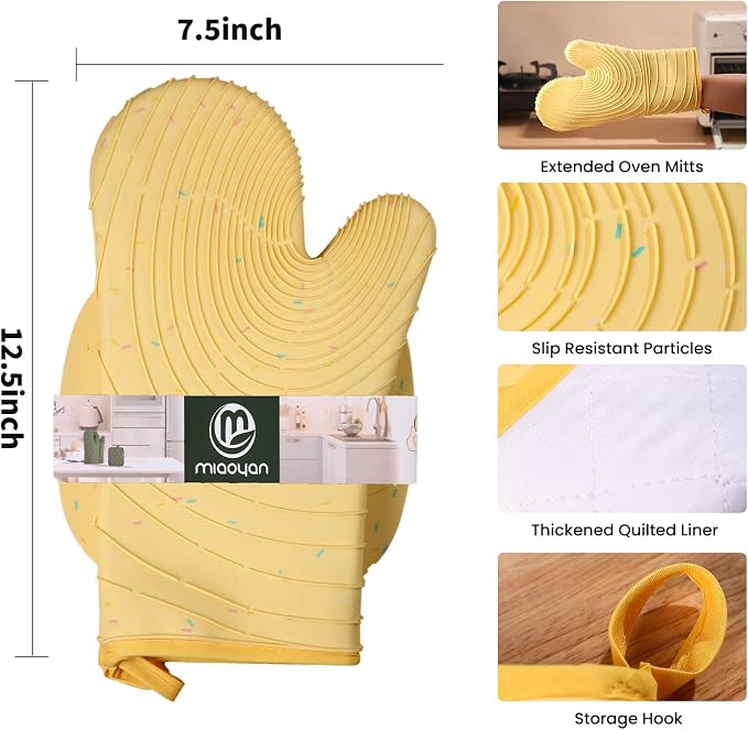 4 Pieces Oven Mitts and Pot Holders of Macaron Color Thickened Non-Slip - Image 2