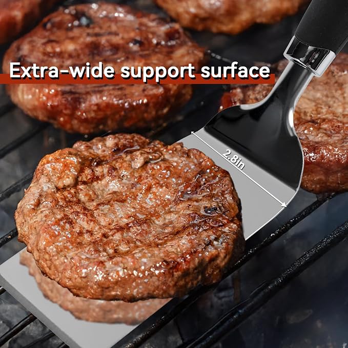 Metal Spatula for Cast Iron Skillet Grill & BBQ, Flat Top Griddle Spatulas for - Image 3