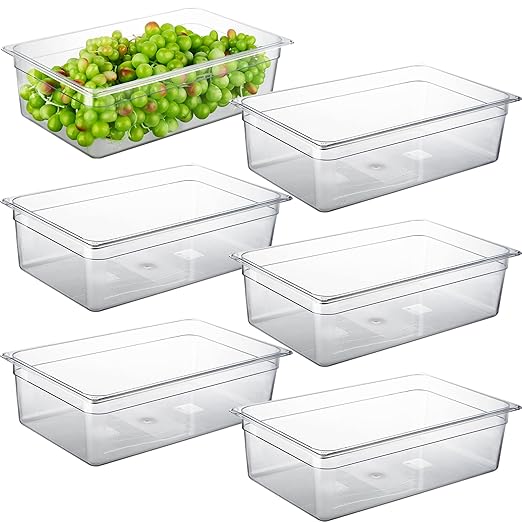 CURTA 6-Pack Full Size 6" Deep NSF Polycarbonate Food Pans | Dishwasher & by CURTA