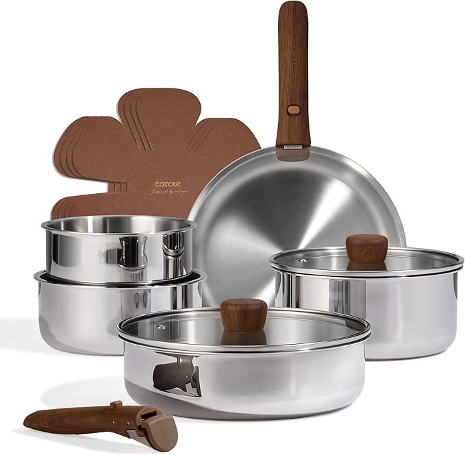 CAROTE 13pcs Tri-Ply Stainless Steel Cookware Set by CAROTE