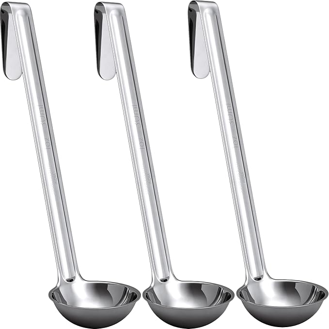 Super Sturdy, Ergonomic 1 Oz. Soup Ladle 3 Pk. Stainless Steel Ladles by FoodRestaurantSupplies