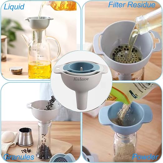 Set of 4 Funnels for Filling Bottles, BPA-Free Food Grade Kitchen Funnels - Image 4