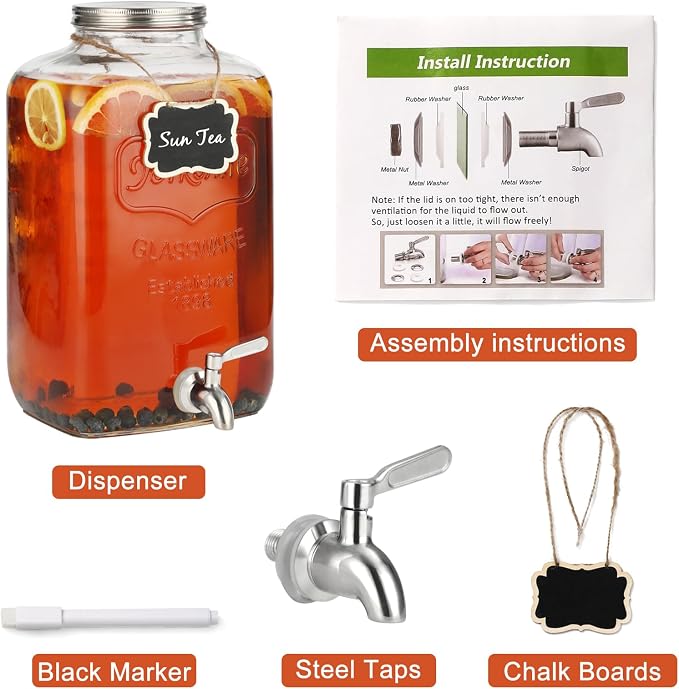 2 Gallon Glass Drink Dispenser - Image 3