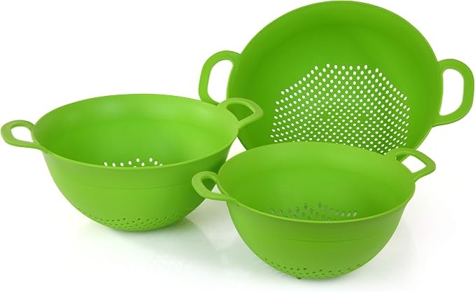Mintra Home Plastic Strainer Colanders Set: 3, 3.5 and 5 Quart Double Strong by Mintra