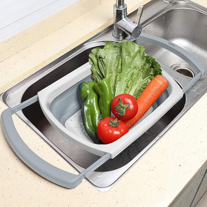 Qimh Collapsible Colander | Over The Sink Silicone Kitchen Strainers and - Image 6